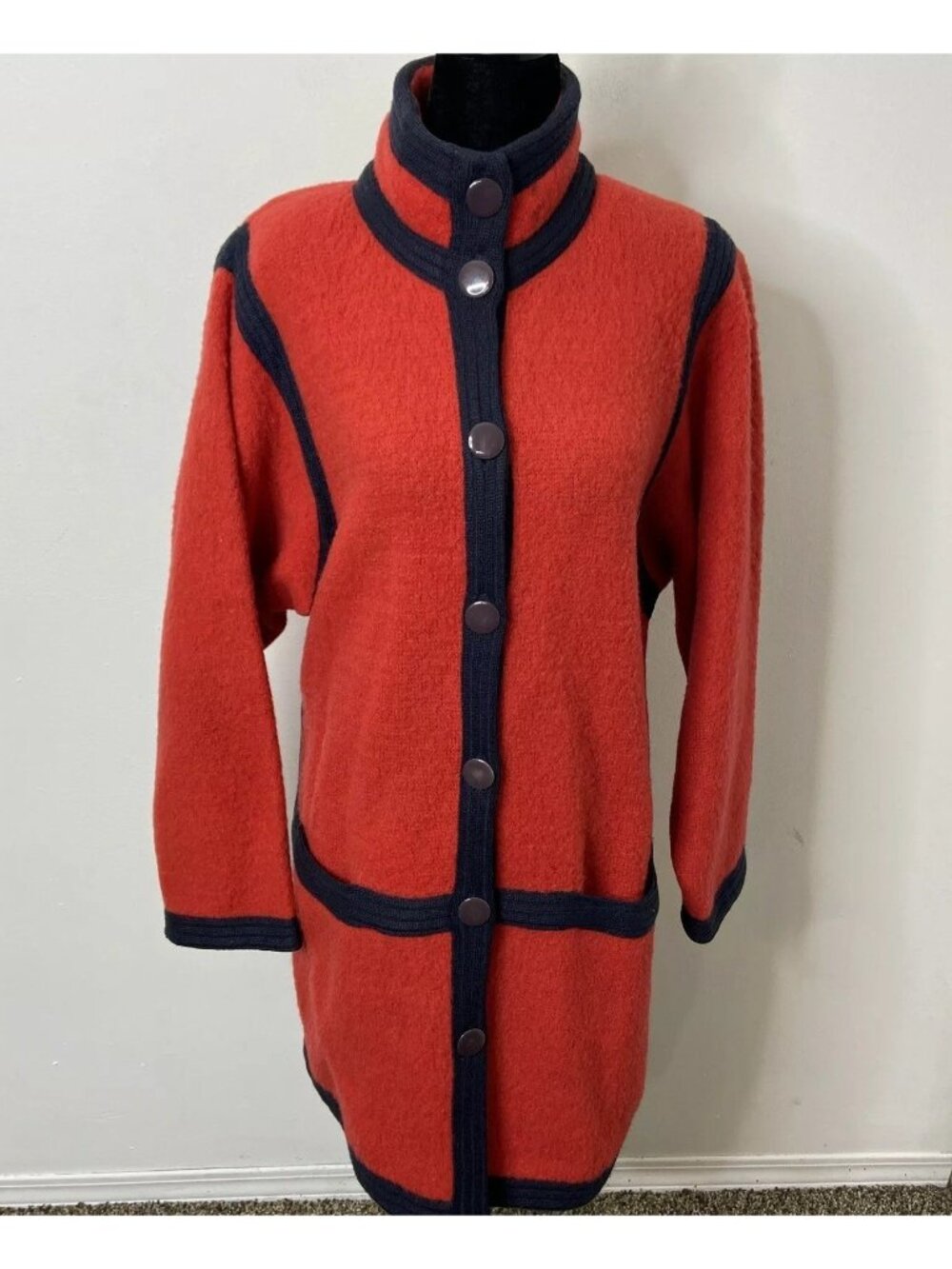 Vintage Spanner Imports 70s Mohair Wool Hipster Red Coat Russian Red Army S